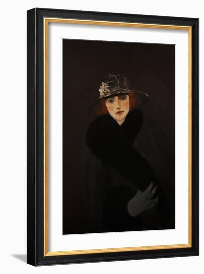 Woman with Grey Gloves, 2016-Susan Adams-Framed Giclee Print