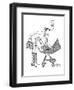 Woman with Gucci handbag and boots, leaning over to tickle baby in carriag? - New Yorker Cartoon-Marisa Acocella Marchetto-Framed Premium Giclee Print