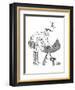 Woman with Gucci handbag and boots, leaning over to tickle baby in carriag? - New Yorker Cartoon-Marisa Acocella Marchetto-Framed Premium Giclee Print