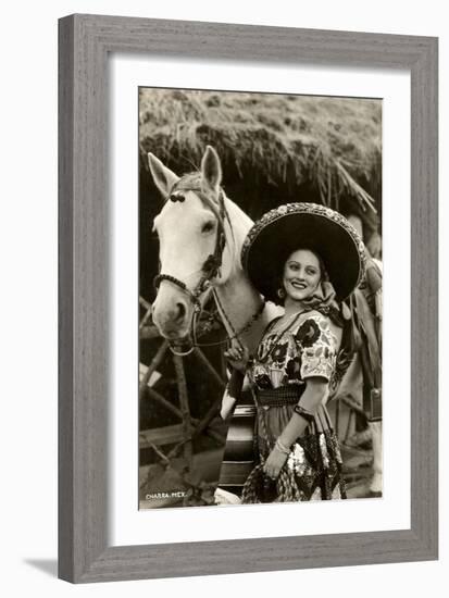 Woman with Horse, Mexican Charra-null-Framed Art Print