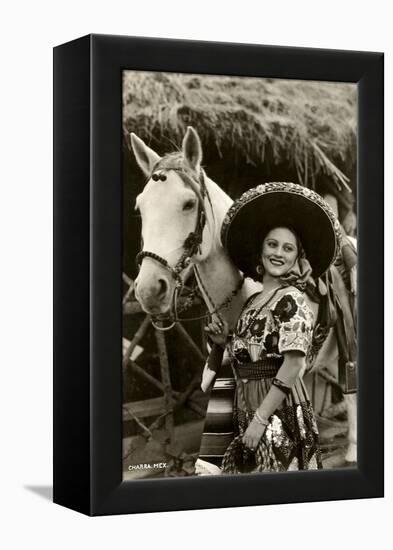 Woman with Horse, Mexican Charra-null-Framed Stretched Canvas