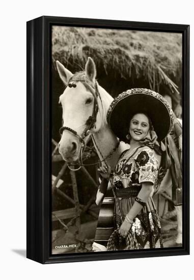 Woman with Horse, Mexican Charra-null-Framed Stretched Canvas