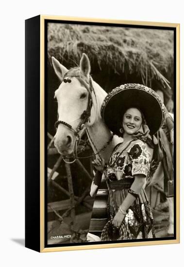 Woman with Horse, Mexican Charra-null-Framed Stretched Canvas