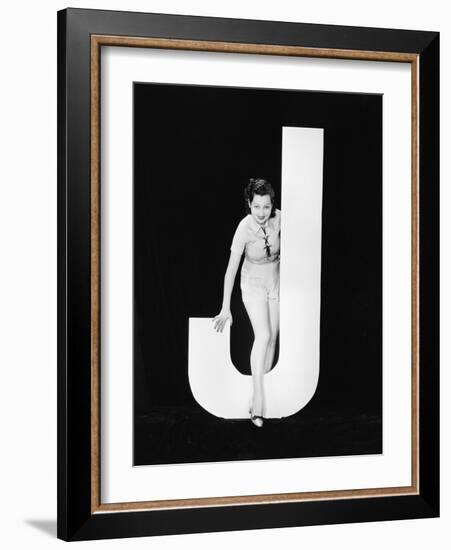 Woman with Huge Letter J-Everett Collection-Framed Photographic Print