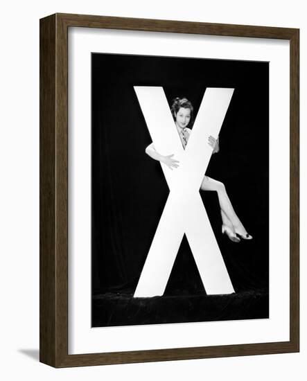 Woman with Huge Letter X-Everett Collection-Framed Photographic Print