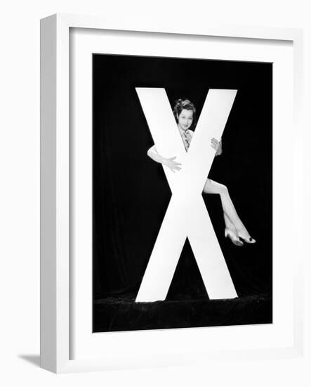 Woman with Huge Letter X-Everett Collection-Framed Photographic Print