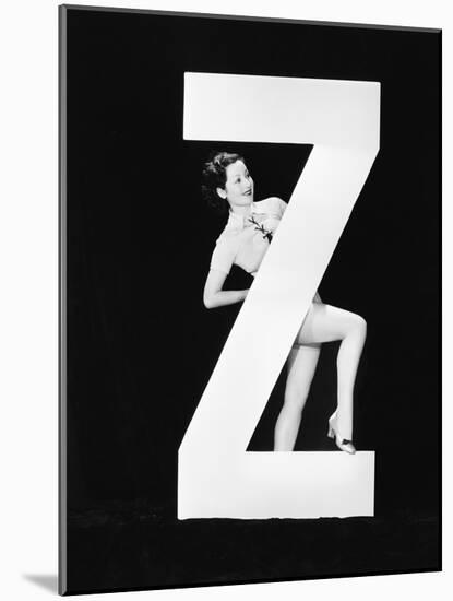 Woman with Huge Letter Z-Everett Collection-Mounted Photographic Print