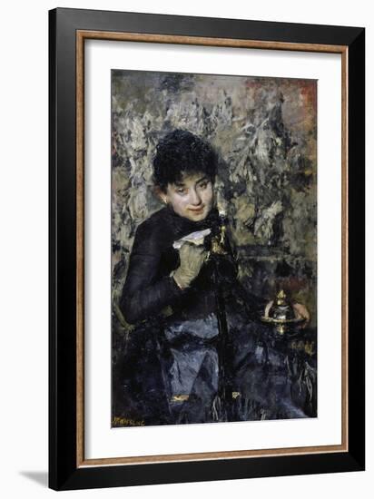 Woman with Inkwell, Ca 1875-Antonio Mancini-Framed Giclee Print