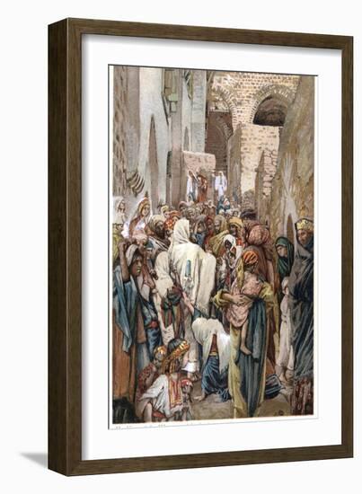 Woman with Issue of Blood Touching the Border of Jesus' Garment and Being Healed, C1890-James Jacques Joseph Tissot-Framed Giclee Print