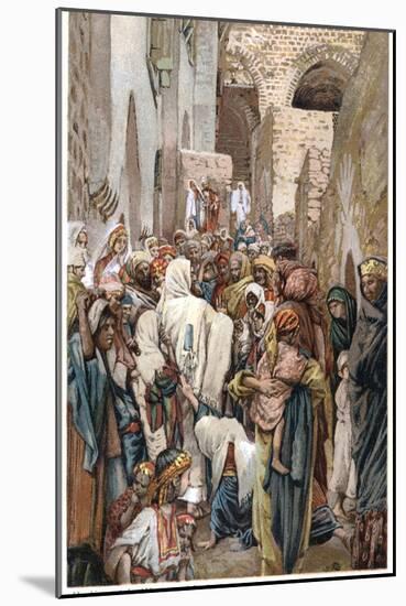 Woman with Issue of Blood Touching the Border of Jesus' Garment and Being Healed, C1890-James Jacques Joseph Tissot-Mounted Giclee Print