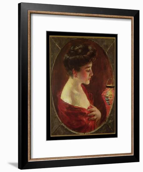 Woman with Japanese Lantern-James Carroll Beckwith-Framed Giclee Print