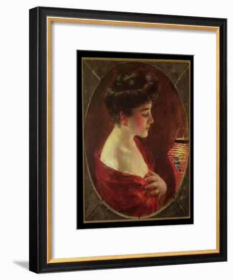 Woman with Japanese Lantern-James Carroll Beckwith-Framed Giclee Print