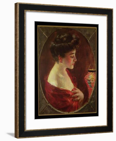 Woman with Japanese Lantern-James Carroll Beckwith-Framed Giclee Print