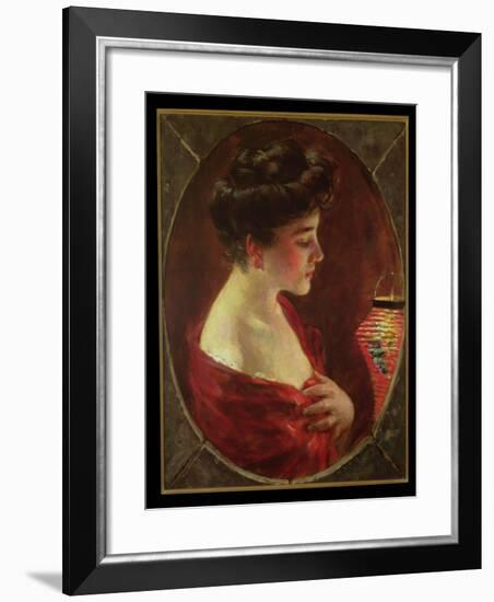 Woman with Japanese Lantern-James Carroll Beckwith-Framed Giclee Print