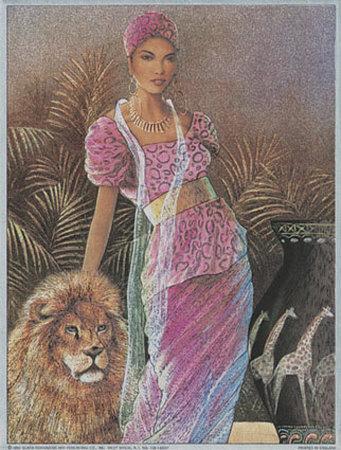 'Woman with Lion' Art Print - T. C. Chiu | Art.com