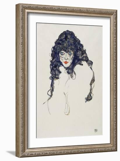 Woman with Long Hair, 1914-Egon Schiele-Framed Giclee Print