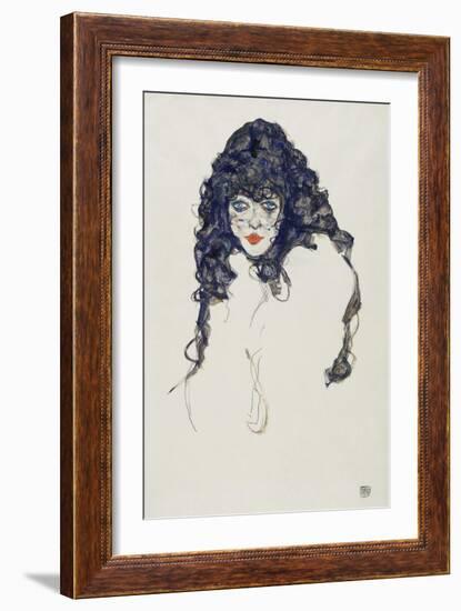 Woman with Long Hair, 1914-Egon Schiele-Framed Giclee Print