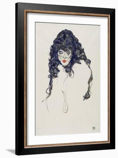 Woman with Long Hair, 1914-Egon Schiele-Framed Giclee Print