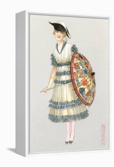 Woman with Parasol, Fashion Illustration-null-Framed Stretched Canvas