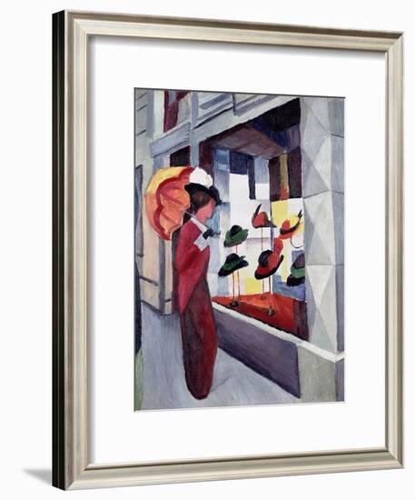 Woman with Parasol in Front of a Hat Shop, 1914-Auguste Macke-Framed Giclee Print