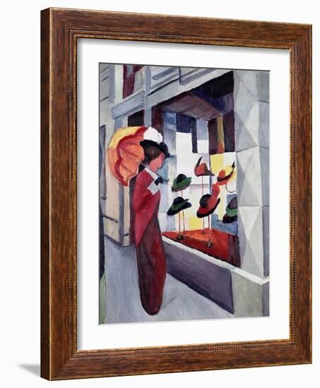 Woman with Parasol in Front of a Hat Shop, 1914-Auguste Macke-Framed Giclee Print