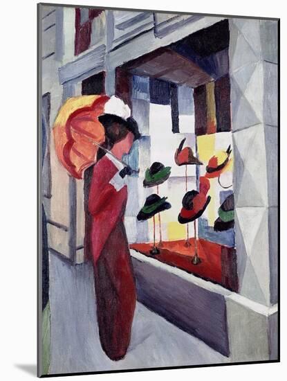 Woman with Parasol in Front of a Hat Shop, 1914-Auguste Macke-Mounted Giclee Print