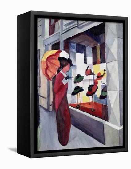 Woman with Parasol in Front of a Hat Shop, 1914-Auguste Macke-Framed Premier Image Canvas