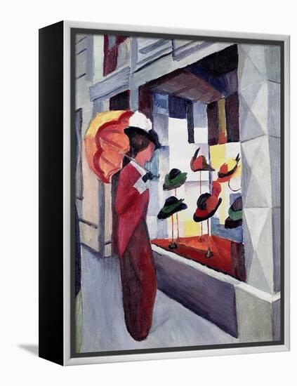 Woman with Parasol in Front of a Hat Shop, 1914-Auguste Macke-Framed Premier Image Canvas