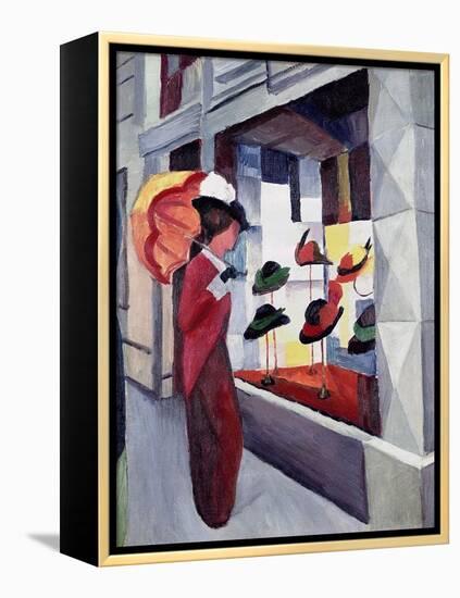 Woman with Parasol in Front of a Hat Shop, 1914-Auguste Macke-Framed Premier Image Canvas