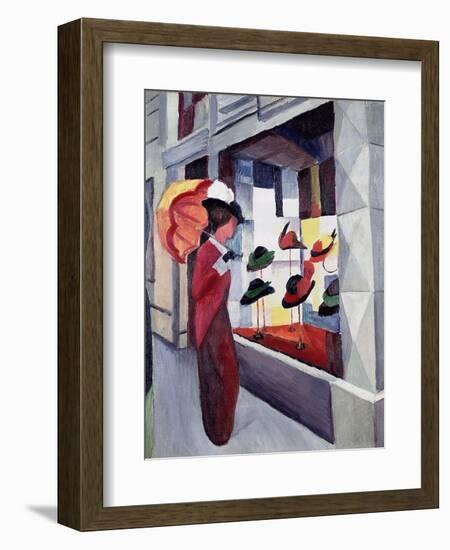 Woman with Parasol in Front of a Hat Shop, 1914-Auguste Macke-Framed Giclee Print