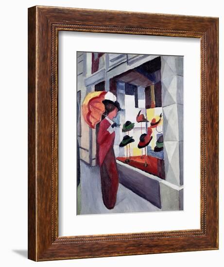 Woman with Parasol in Front of a Hat Shop, 1914-Auguste Macke-Framed Giclee Print