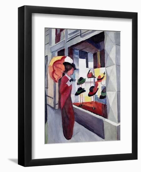 Woman with Parasol in Front of a Hat Shop, 1914-Auguste Macke-Framed Giclee Print