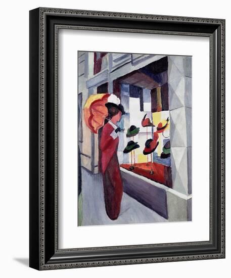 Woman with Parasol in Front of a Hat Shop, 1914-Auguste Macke-Framed Giclee Print