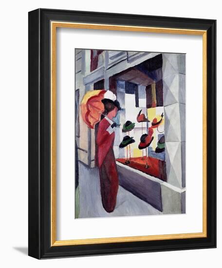 Woman with Parasol in Front of a Hat Shop, 1914-Auguste Macke-Framed Giclee Print