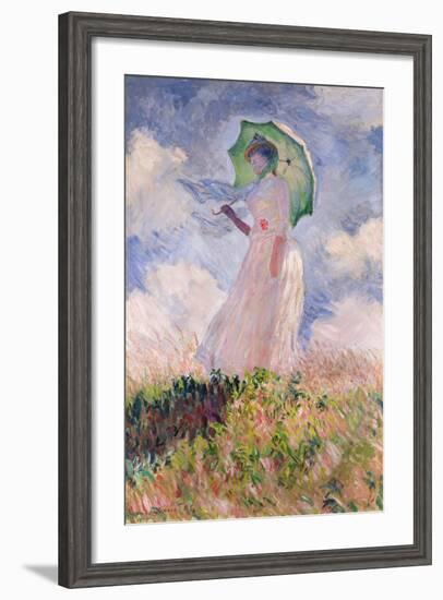 Woman with Parasol Turned to the Left, 1886-Claude Monet-Framed Giclee Print