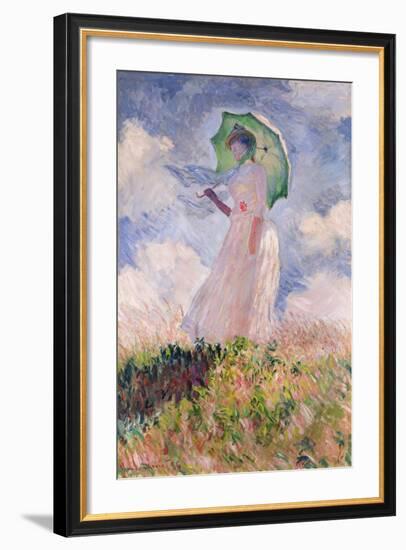 Woman with Parasol Turned to the Left, 1886-Claude Monet-Framed Giclee Print