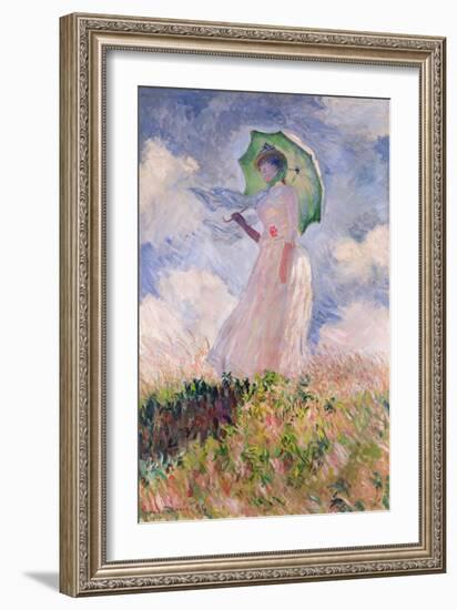 Woman with Parasol Turned to the Left, 1886-Claude Monet-Framed Giclee Print