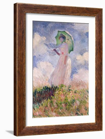 Woman with Parasol Turned to the Left, 1886-Claude Monet-Framed Giclee Print