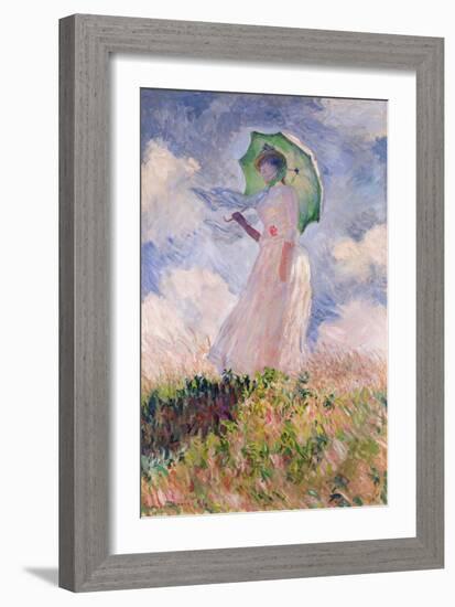 Woman with Parasol Turned to the Left, 1886-Claude Monet-Framed Premium Giclee Print