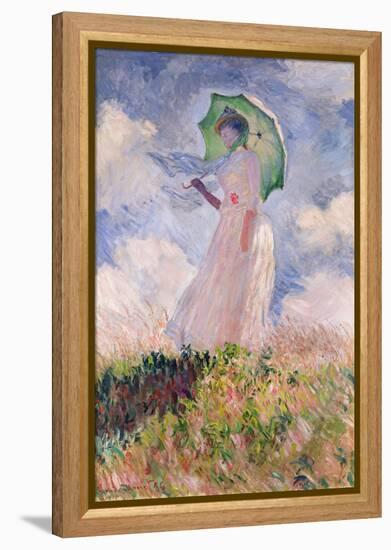 Woman with Parasol Turned to the Left, 1886-Claude Monet-Framed Premier Image Canvas