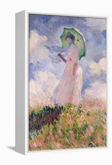 Woman with Parasol Turned to the Left, 1886-Claude Monet-Framed Premier Image Canvas