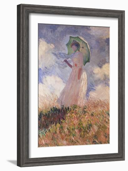 Woman with Parasol Turned to the Left (Suzanne Hoschedé), 1886-Claude Monet-Framed Giclee Print