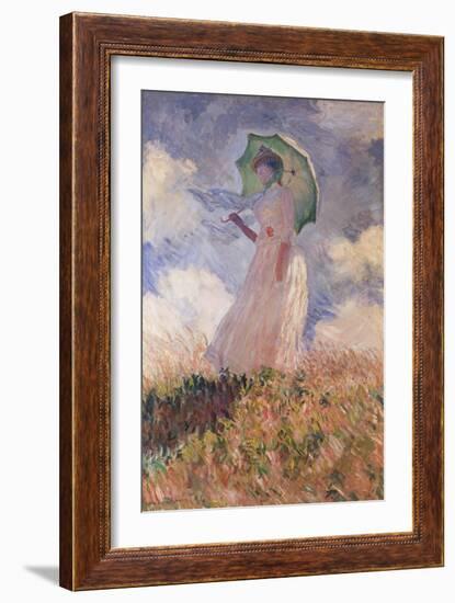 Woman with Parasol Turned to the Left (Suzanne Hoschedé), 1886-Claude Monet-Framed Giclee Print