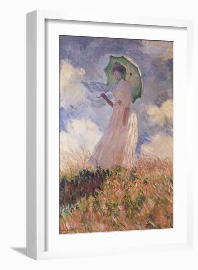 Woman with Parasol Turned to the Left (Suzanne Hoschedé), 1886-Claude Monet-Framed Giclee Print