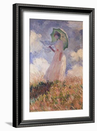 Woman with Parasol Turned to the Left (Suzanne Hoschedé), 1886-Claude Monet-Framed Giclee Print