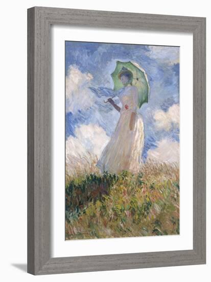 Woman with Parasol Turned to the Left-Claude Monet-Framed Art Print