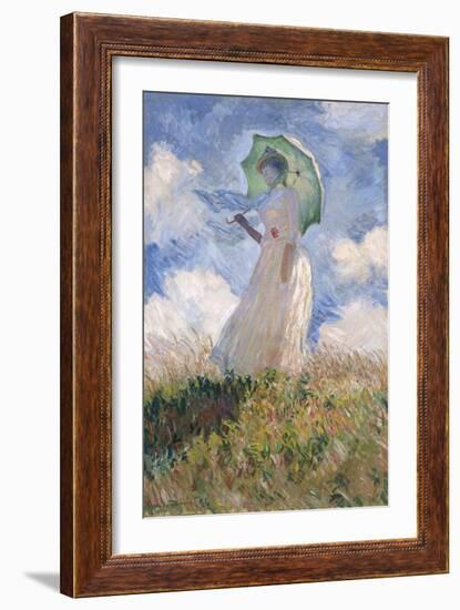 Woman with Parasol Turned to the Left-Claude Monet-Framed Art Print