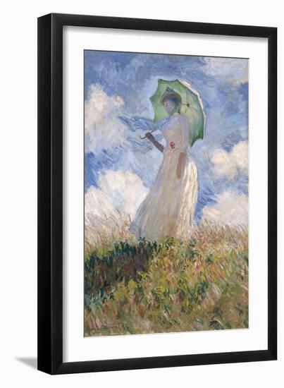 Woman with Parasol Turned to the Left-Claude Monet-Framed Art Print