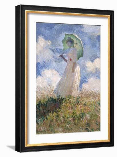 Woman with Parasol Turned to the Left-Claude Monet-Framed Art Print