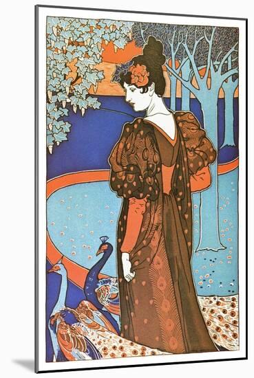 Woman with Peacocks-Alphonse Mucha-Mounted Art Print